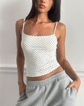 Image of Solay Cami Top in White with Black Micro Polka Print