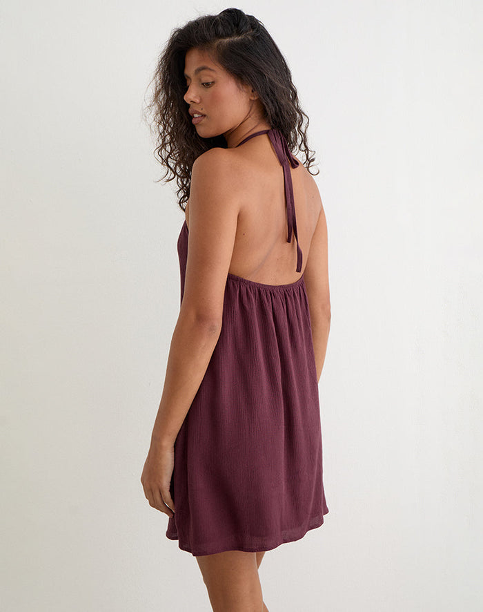 Image of Sonnet Mini Dress in Crinkle Plum