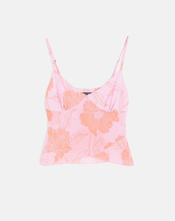 Image of Sorira Flare Top in Floral Pink and Orange