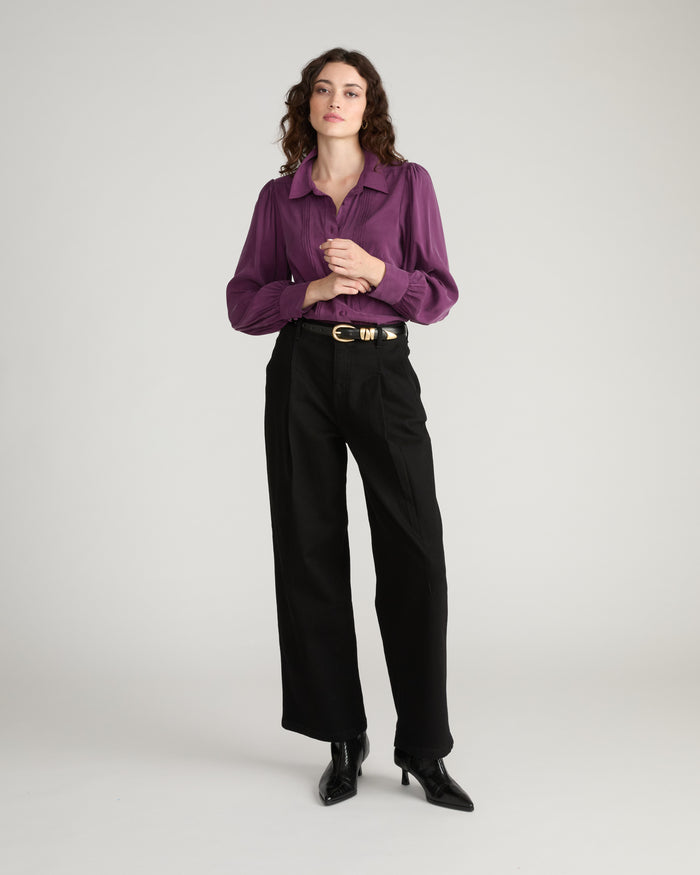 Spellbound Pleated Stretch Cupro Blouse - Potion Purple | Plus Size & Straight Size Women's Fashion | Universal Standard
