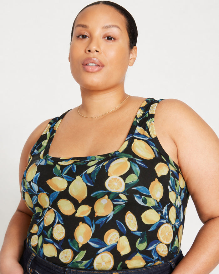 Square Neck Tank Top - Black Limoncello Print | Plus Size & Straight Size Women's Fashion | Universal Standard