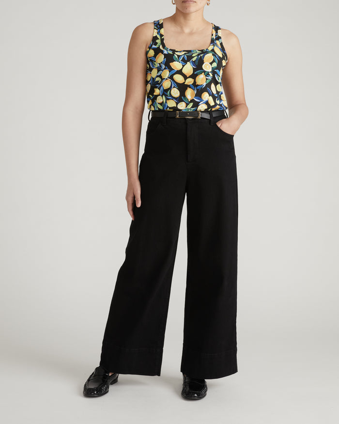Square Neck Tank Top - Black Limoncello Print | Plus Size & Straight Size Women's Fashion | Universal Standard