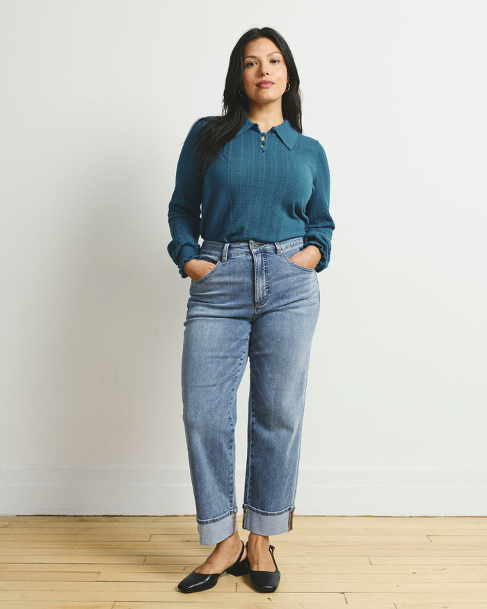 Stevie High Rise Cuffed Straight Leg Jeans - Blue Bayou | Plus Size & Straight Size Women's Fashion | Universal Standard