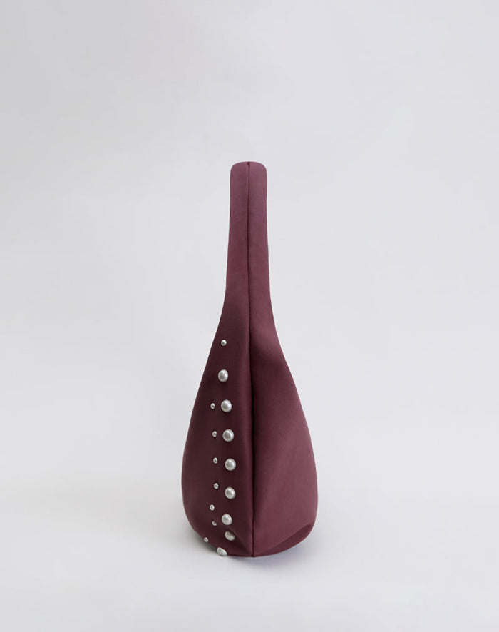 Image of Studded Slouch Bag in Burgundy