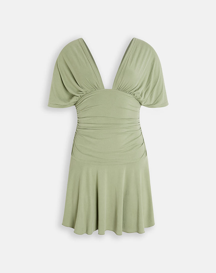 Image of Sunmi Mini Dress in Cupro Sage