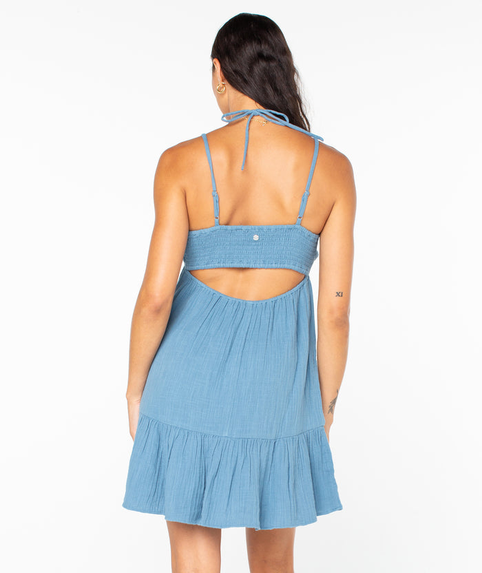 Sunshine Crush Dress - Captains Blue Solid - Roxy
