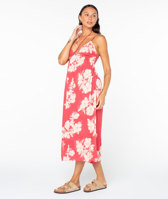Sunshine Crush Midi Dress - Holly Berry Hibiscus Hideaway - Roxy