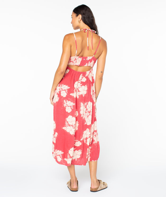 Sunshine Crush Midi Dress - Holly Berry Hibiscus Hideaway - Roxy