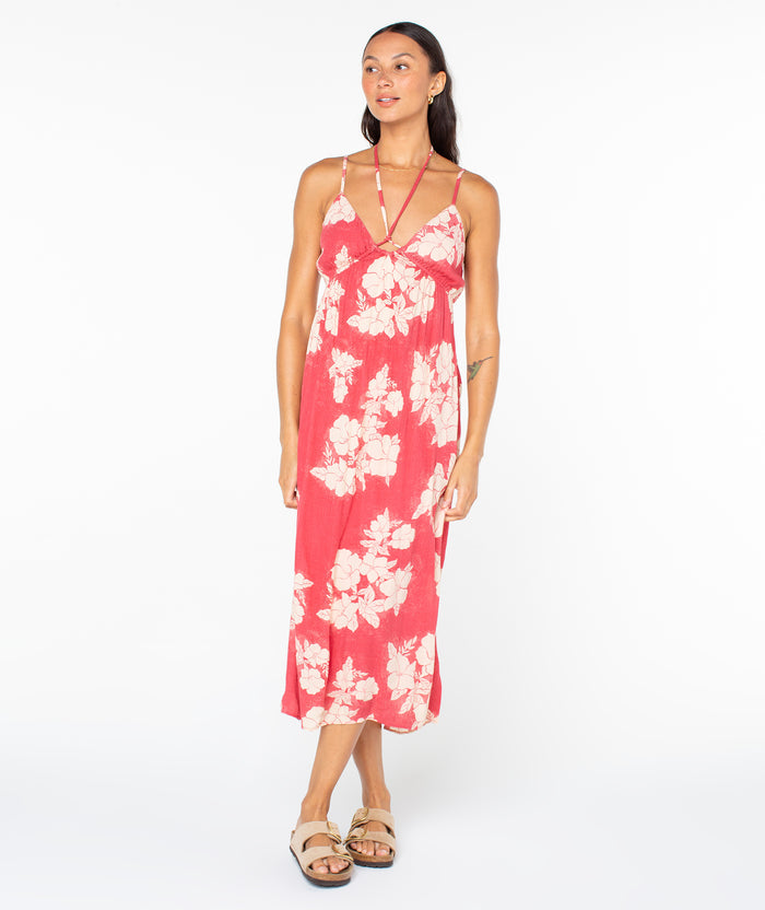 Sunshine Crush Midi Dress - Holly Berry Hibiscus Hideaway - Roxy