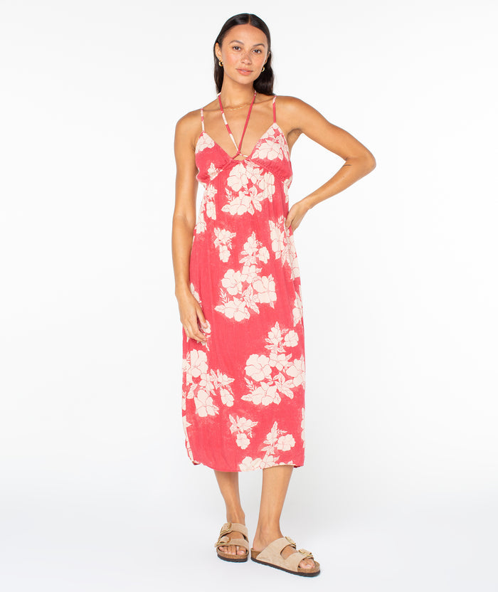 Sunshine Crush Midi Dress - Holly Berry Hibiscus Hideaway - Roxy