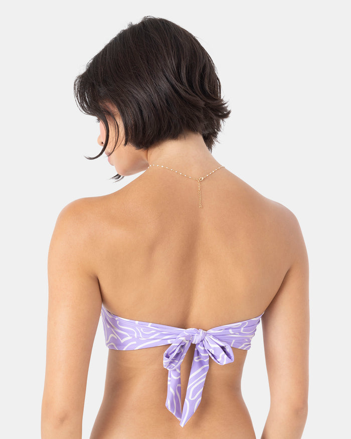 Sunshine State of Mind Reversible Bandeau Bikini Top - Brown Tile Multi - Roxy