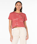 Surf Poem Cropped Boxy Tee - Cinnebar - Roxy