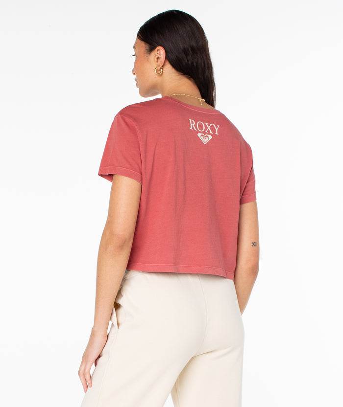 Surf Poem Cropped Boxy Tee - Cinnebar - Roxy