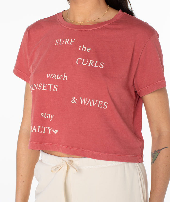 Surf Poem Cropped Boxy Tee - Cinnebar - Roxy