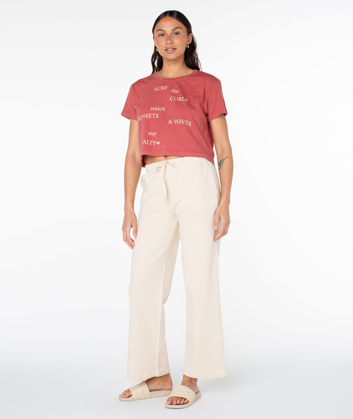 Surf Poem Cropped Boxy Tee - Cinnebar - Roxy