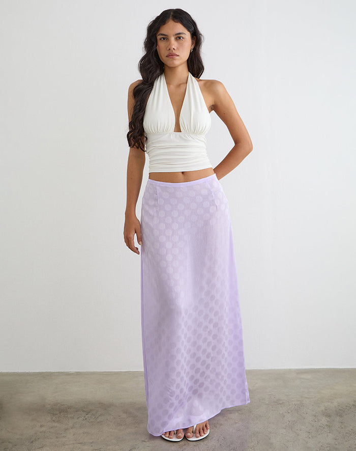 Image of Surina Maxi Skirt in Chiffon Lilac Polka Dot