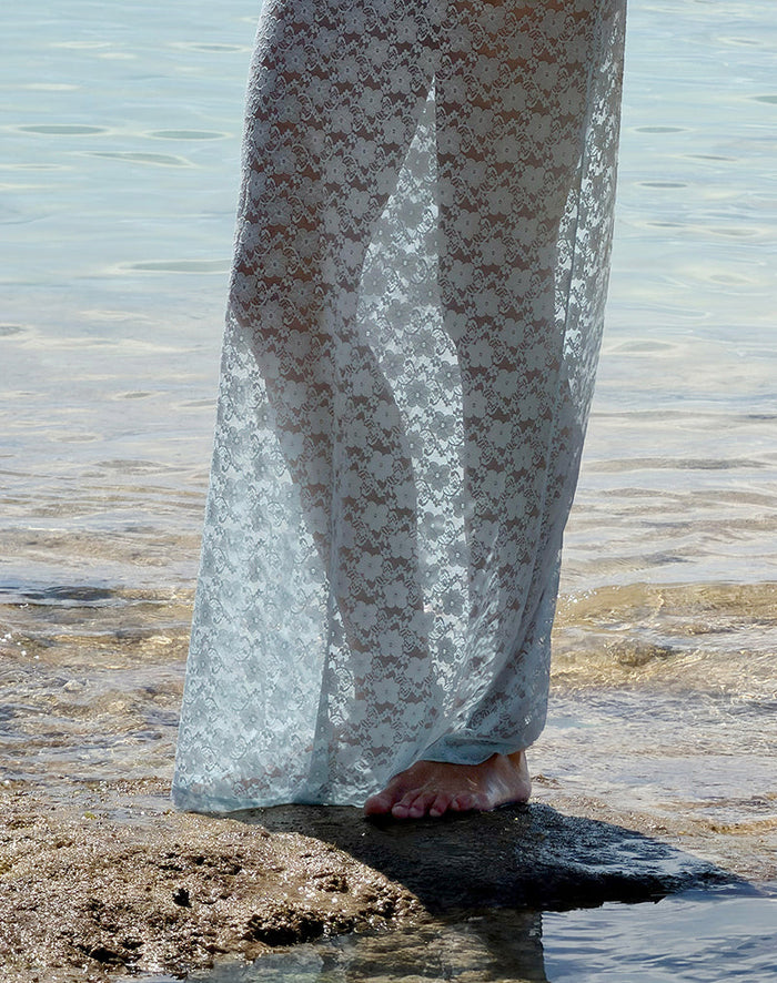 Image of Surina Maxi Skirt in Lace Turquoise