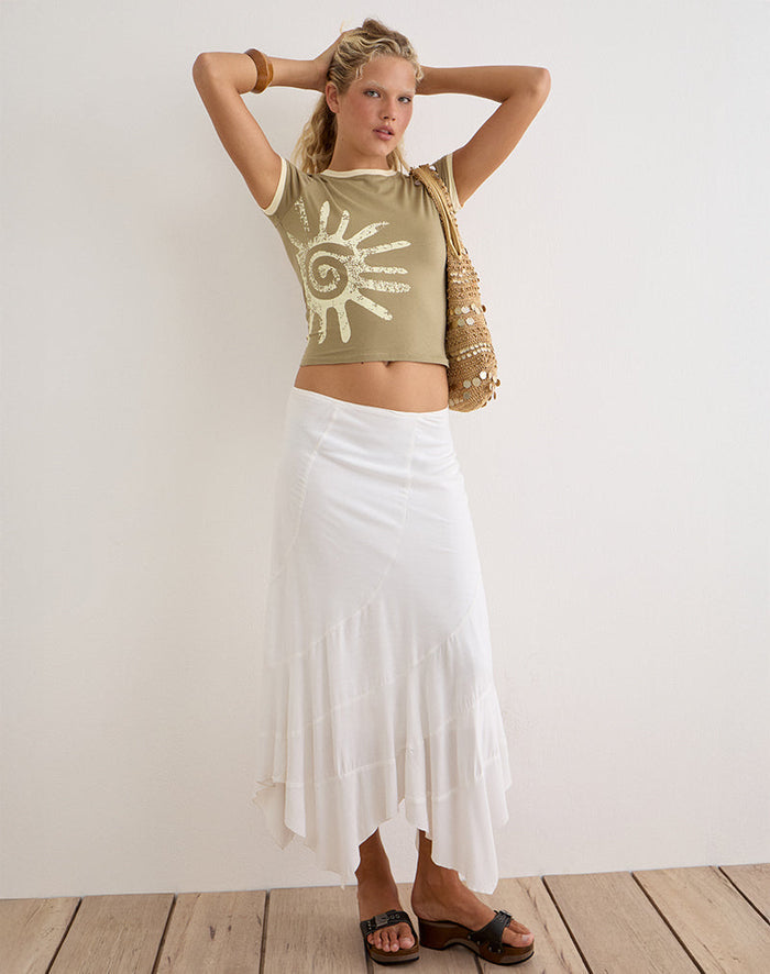 Image of Sutin Tee in Khaki with Buttermilk Binding