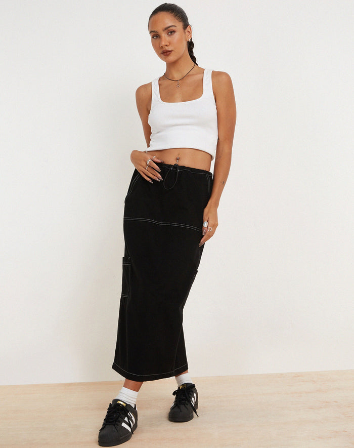 image of Swari Midi Cargo Skirt in Black