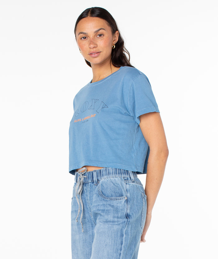 Swell Day Cropped Boxy Tee - Captains Blue - Roxy