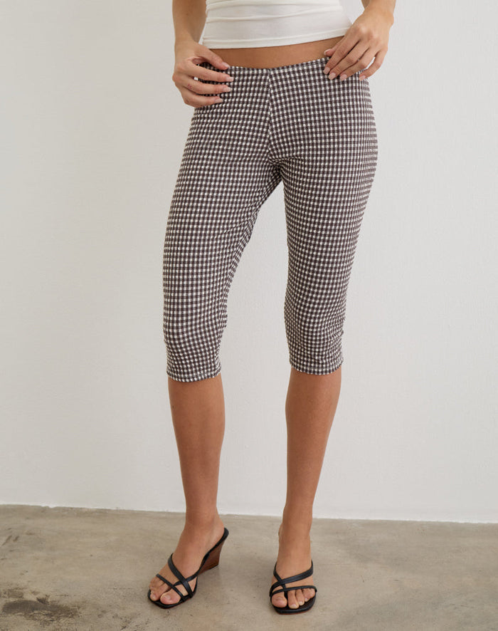 Image of Tako Capri in Seersucker Gingham Brown