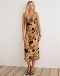 Image of Tana Cowl Maxi Dress in Floral Devore Beige