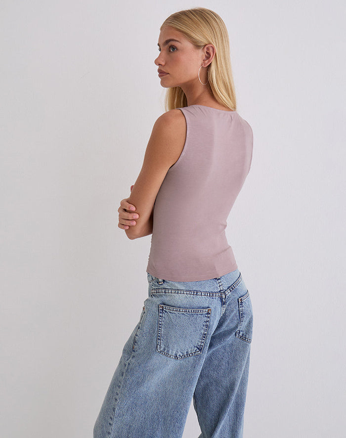 Image of Tanzy Tie Top in Jersey Dusty Mauve