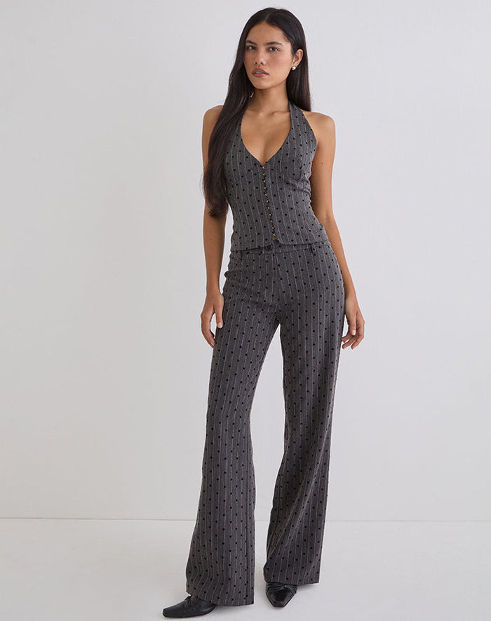 Image of Tatina Trouser in Charcoal with Polka Pinstripe