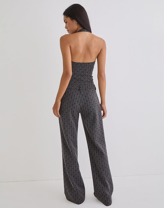 Image of Tatina Trouser in Charcoal with Polka Pinstripe