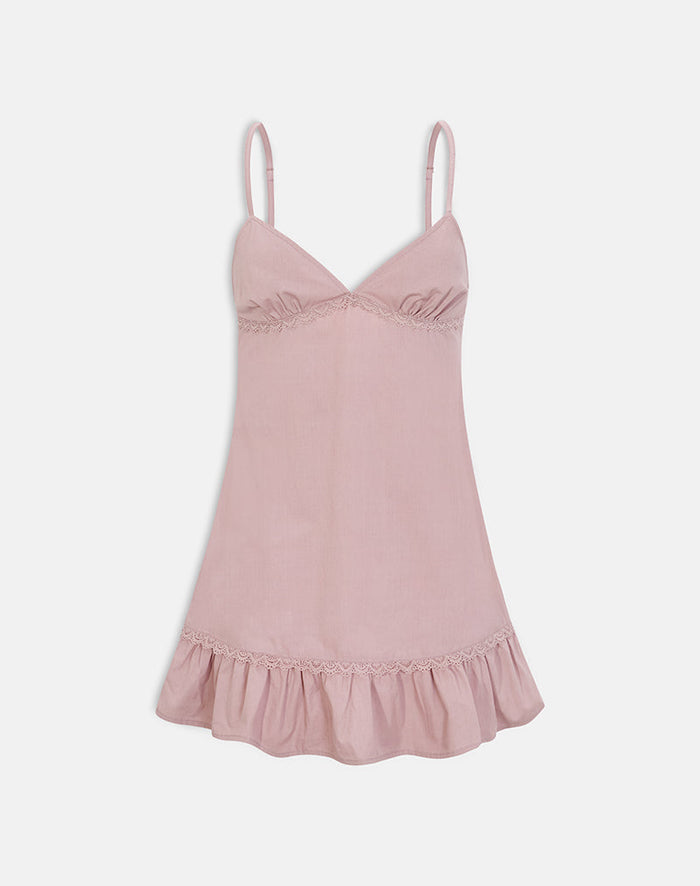 Image of Tavita Mini Dress in Poplin Dusty Rose
