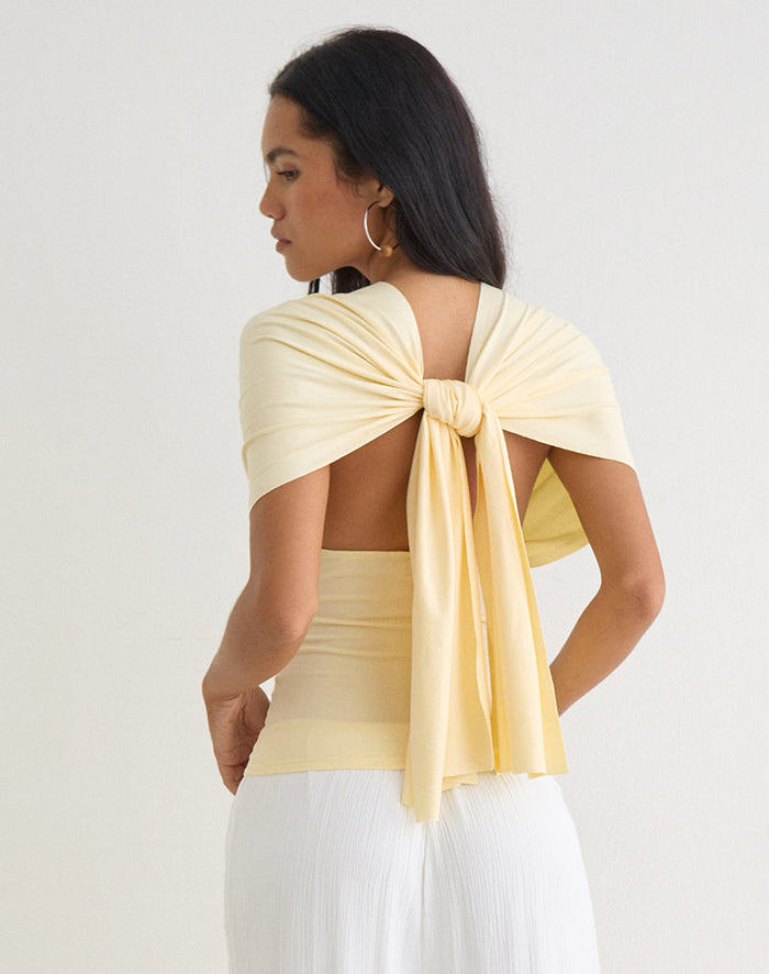 Image of Tex Tie Back Top in Lemon