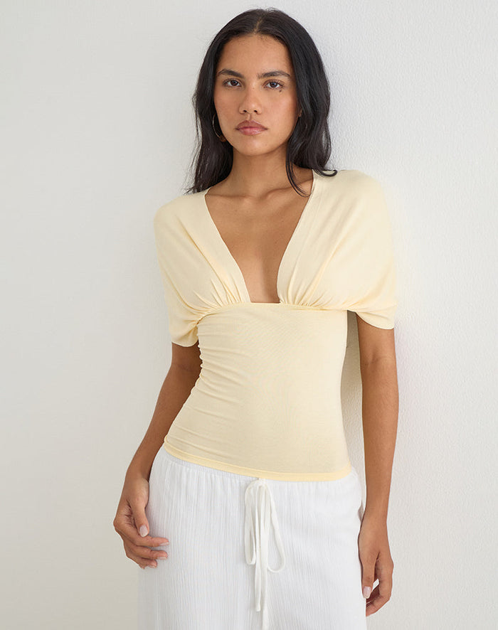 Image of Tex Tie Back Top in Lemon
