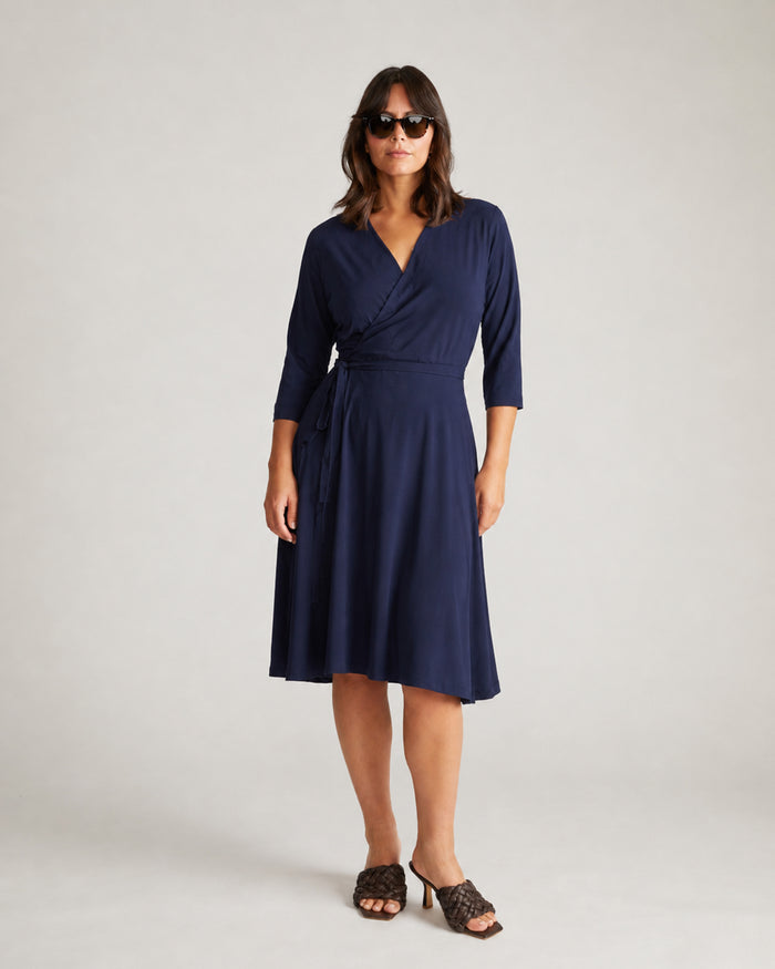The Divine Jersey Wrap Dress - Midnight | Plus Size & Straight Size Women's Fashion | Universal Standard