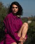 The Embroidered Artist Oversized Poplin Shirt - Hyper Pink | Plus Size & Straight Size Women's Fashion | Universal Standard