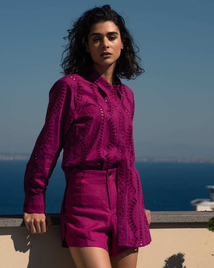 The Embroidered Artist Oversized Poplin Shirt - Hyper Pink | Plus Size & Straight Size Women's Fashion | Universal Standard