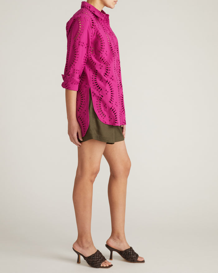 The Embroidered Artist Oversized Poplin Shirt - Hyper Pink | Plus Size & Straight Size Women's Fashion | Universal Standard