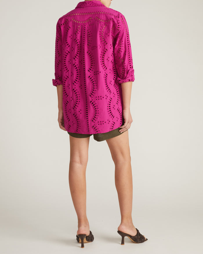 The Embroidered Artist Oversized Poplin Shirt - Hyper Pink | Plus Size & Straight Size Women's Fashion | Universal Standard