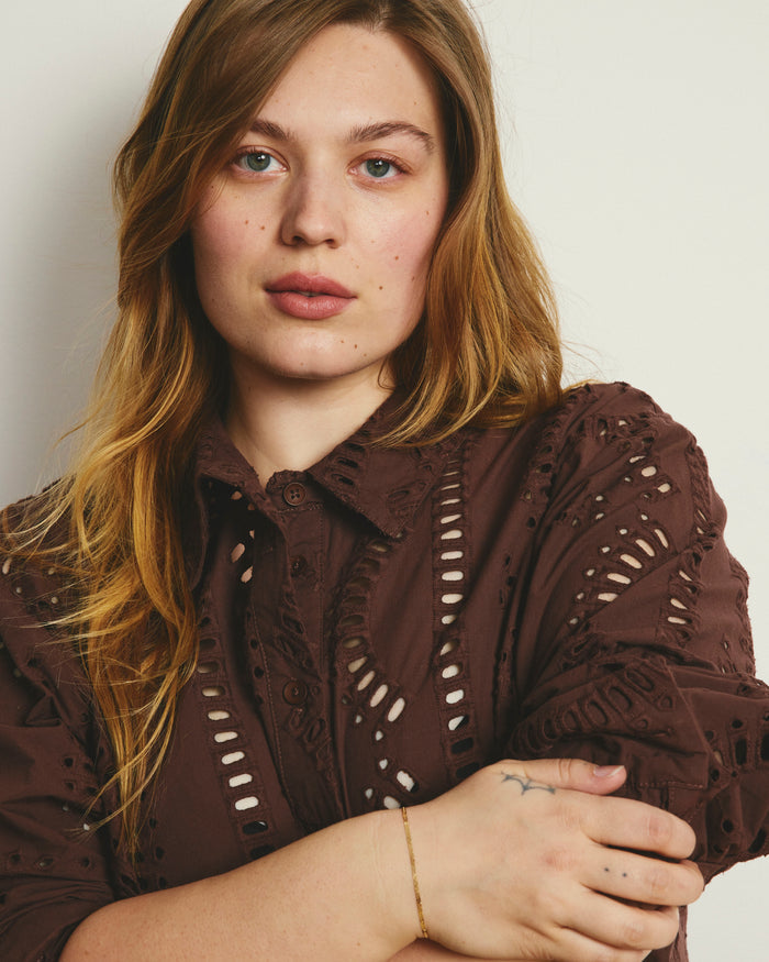The Embroidered Artist Oversized Poplin Shirt - Peppercorn | Plus Size & Straight Size Women's Fashion | Universal Standard