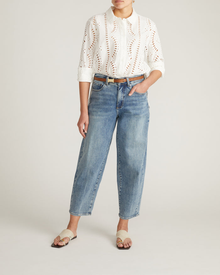 The Embroidered Artist Oversized Poplin Shirt - White | Plus Size & Straight Size Women's Fashion | Universal Standard