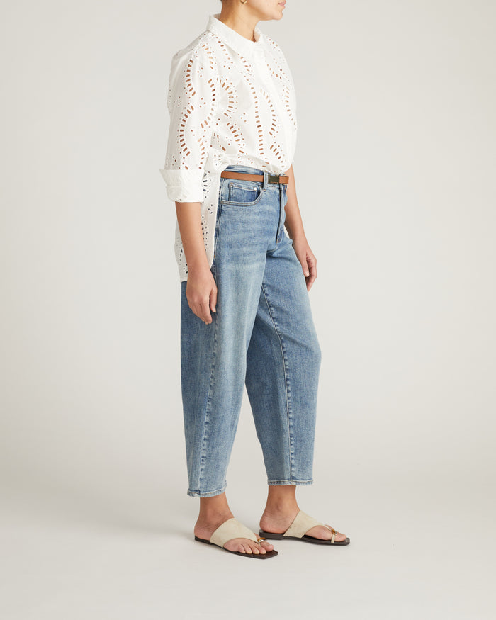 The Embroidered Artist Oversized Poplin Shirt - White | Plus Size & Straight Size Women's Fashion | Universal Standard