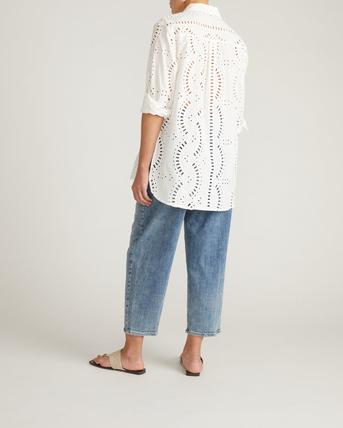 The Embroidered Artist Oversized Poplin Shirt - White | Plus Size & Straight Size Women's Fashion | Universal Standard
