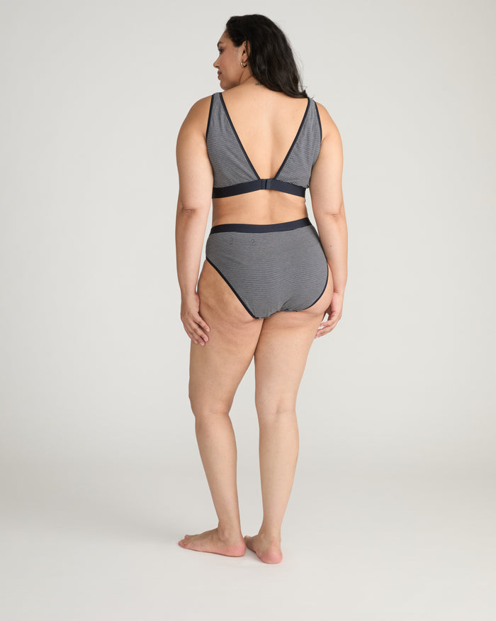 The Refined UltimateS Lounge Bra - Fine Stripe in Navy/White | Plus Size & Straight Size Women's Fashion | Universal Standard