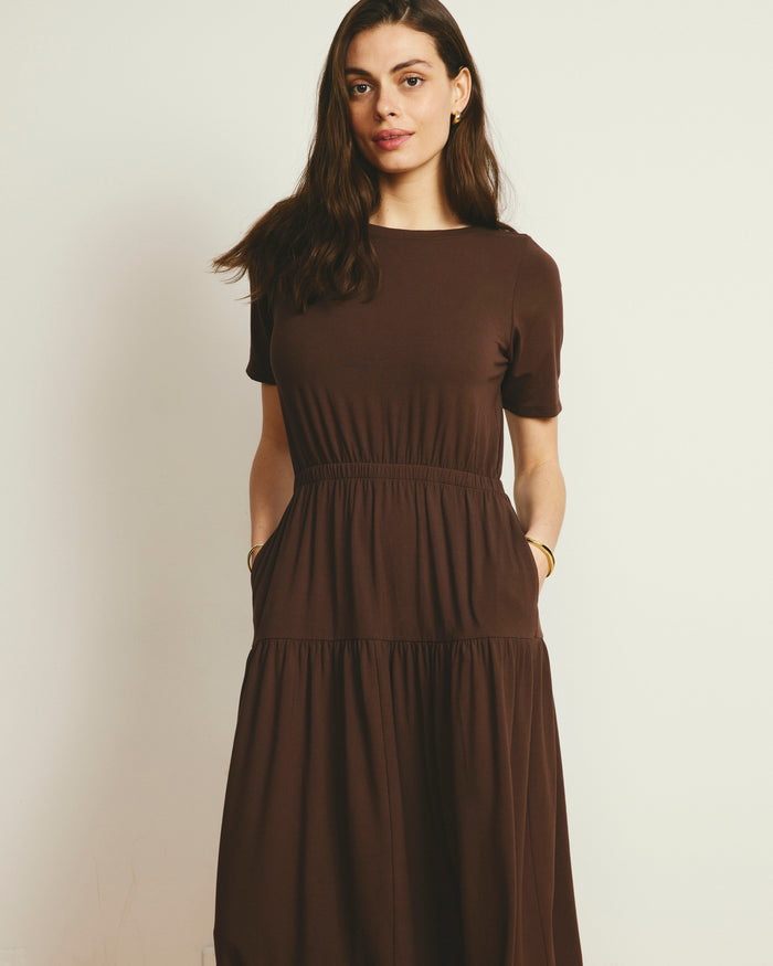 Thea Divine Jersey Midi Dress - Peppercorn | Plus Size & Straight Size Women's Fashion | Universal Standard