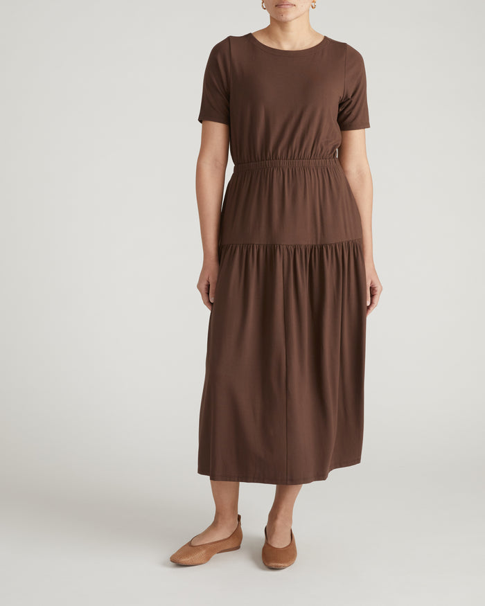 Thea Divine Jersey Midi Dress - Peppercorn | Plus Size & Straight Size Women's Fashion | Universal Standard