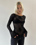 Image of Tineko Long Sleeve Top in Doodle Flock Black