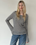 Image of Tineko Long Sleeve Top in Sheer Jersey Black and White Stripe