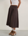Image of Tisrah Skirt in Dark Brown Pinstripe