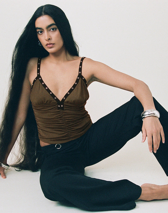 Image of Tolani Cami Top in Heavy Mesh Khaki