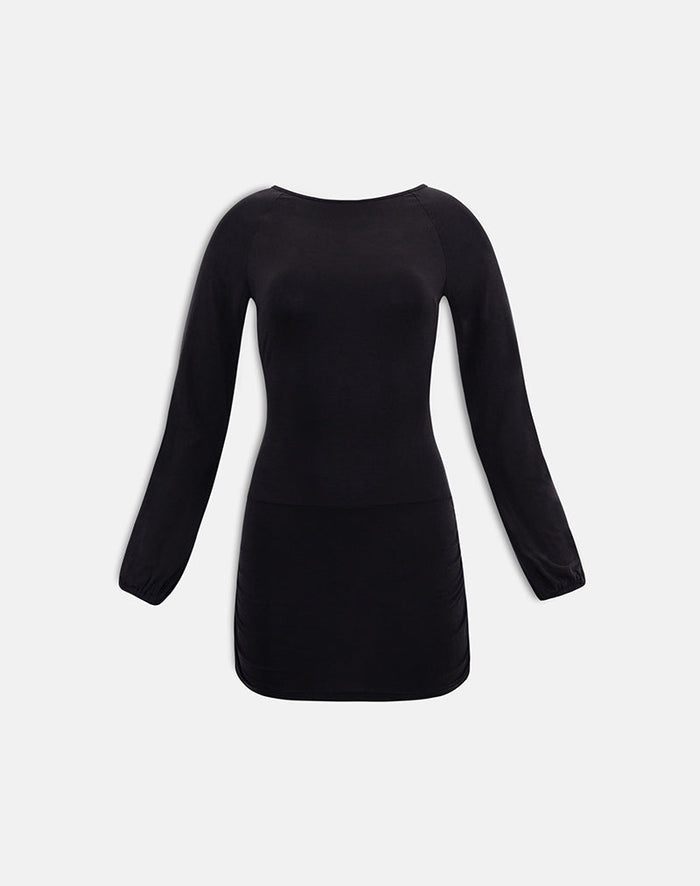 Image of Tomoko Mini Dress in Cupro Black