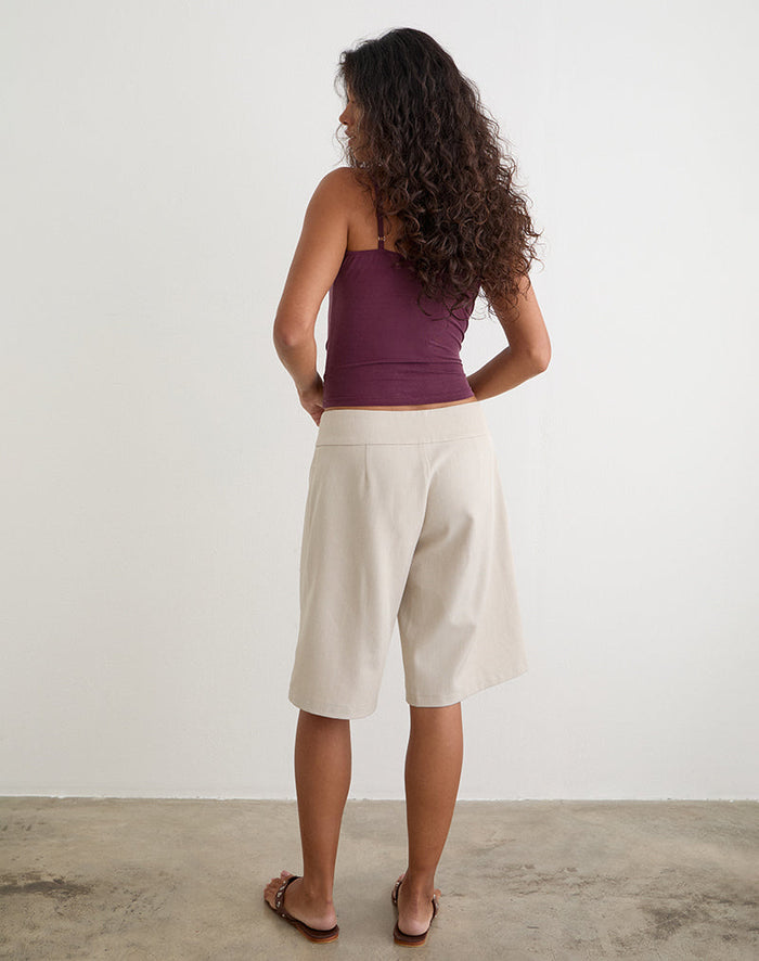 Image of Tora Longline Short with Tie in Tailoring Stone